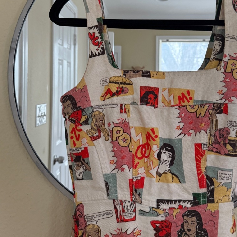 Revolve Comic Print Sleeveless Denim Dress